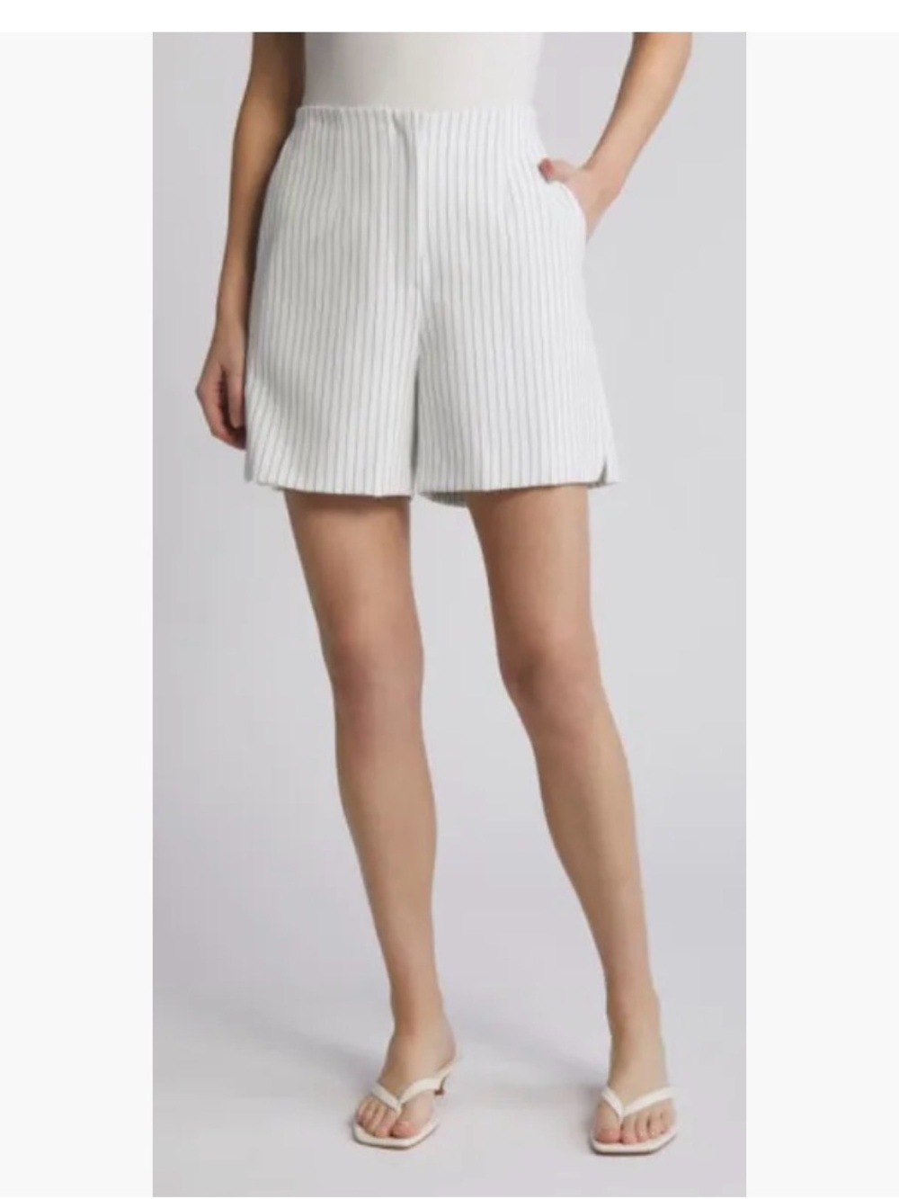 NWT - French Connection White and Navy Pinstripe Shorts